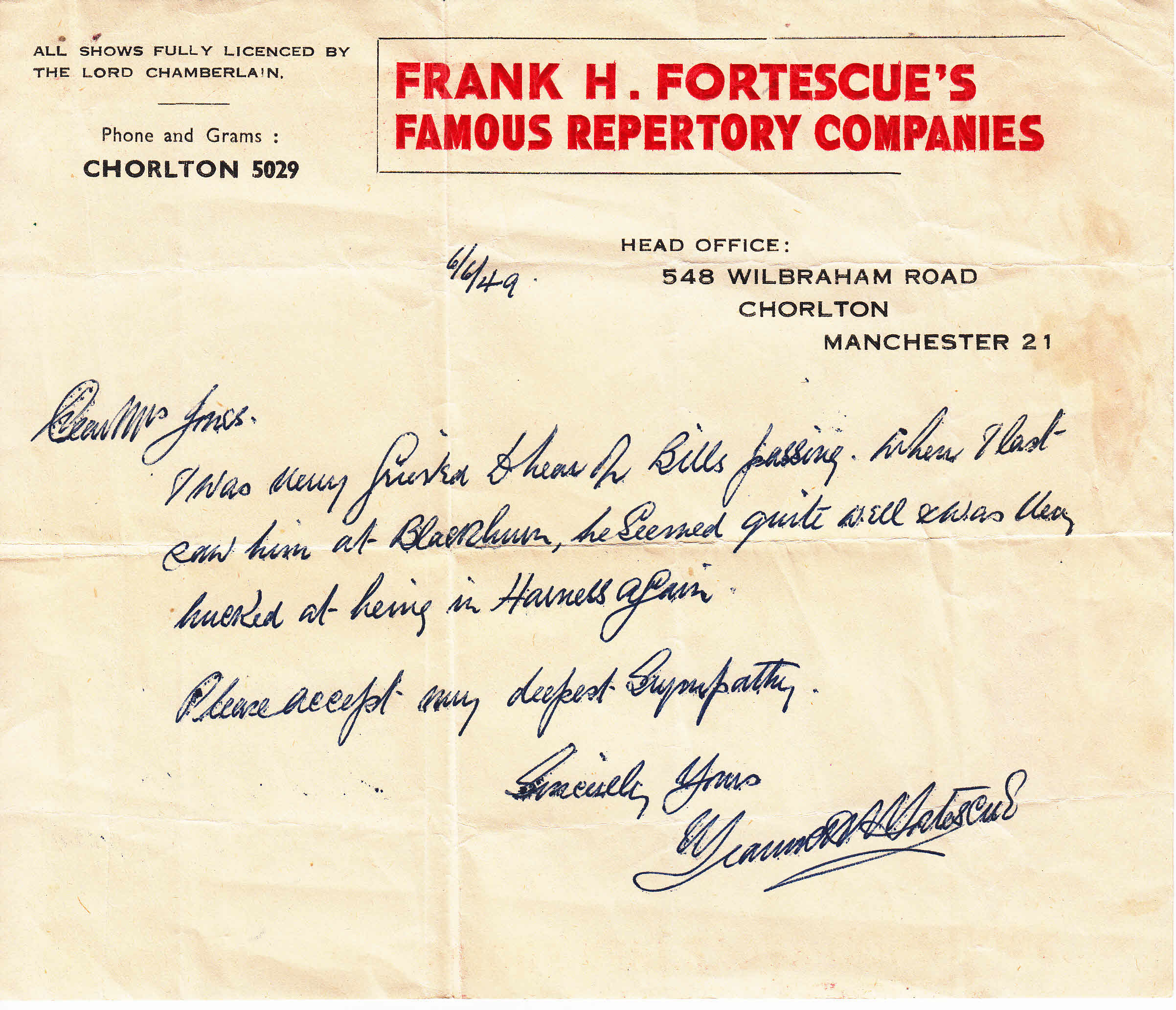 Fortescue Players Letter Bill heading.jpg