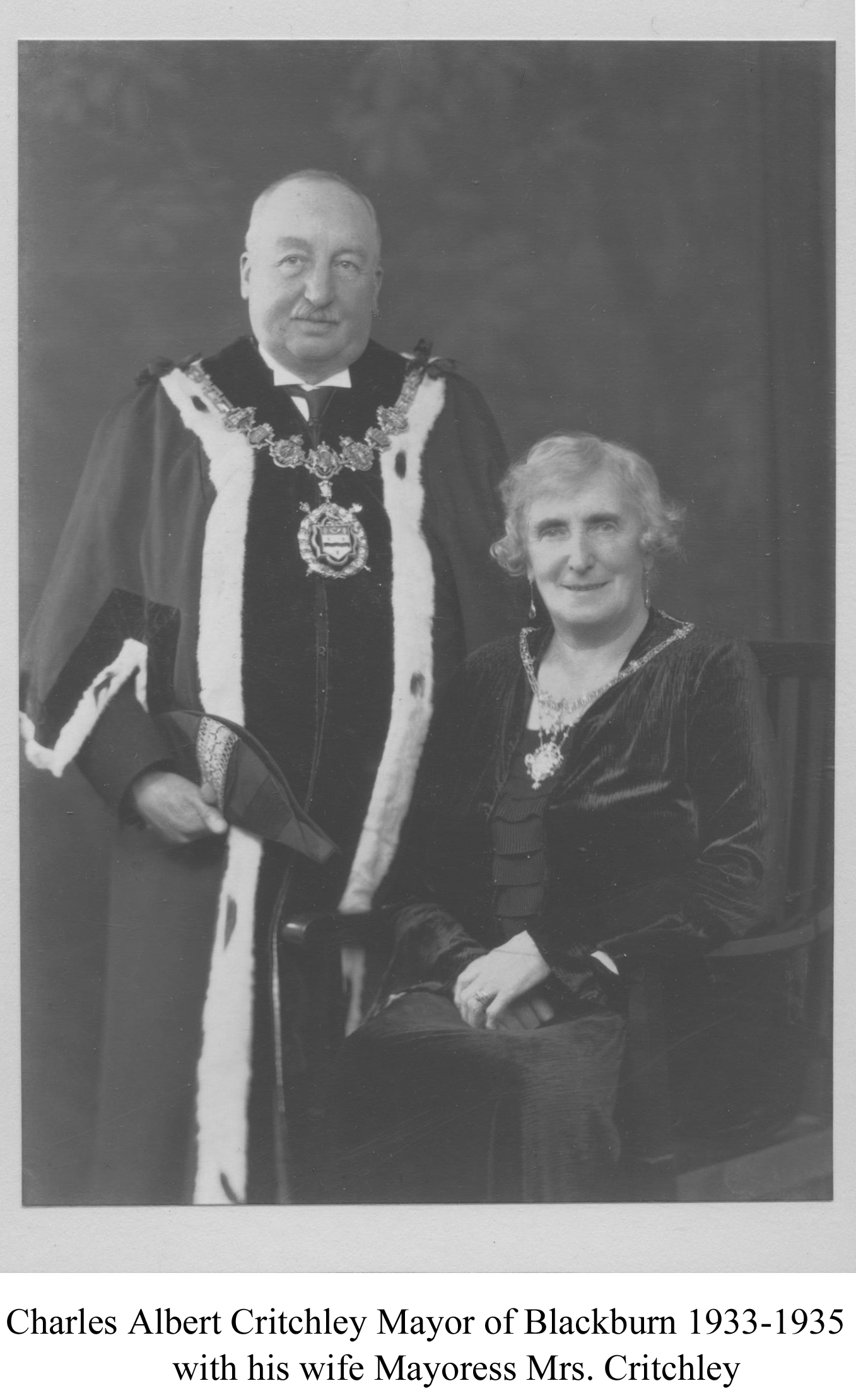061 Charles Albert Critchely and Mrs critchley Mayor of Blackburn 1933-1935.jpg