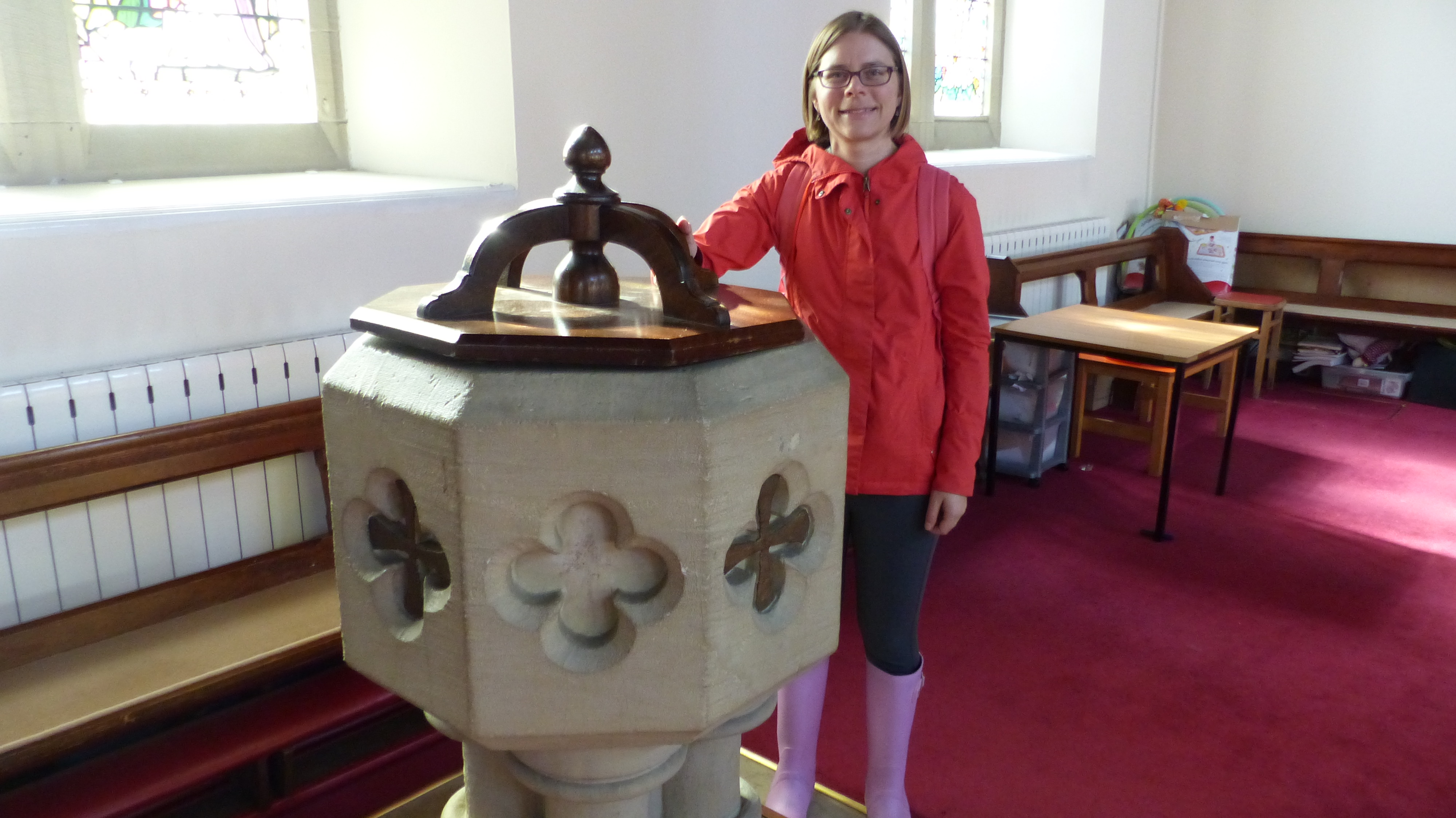 Stephanie Warner at the font of St. James, Blackburn.jpg