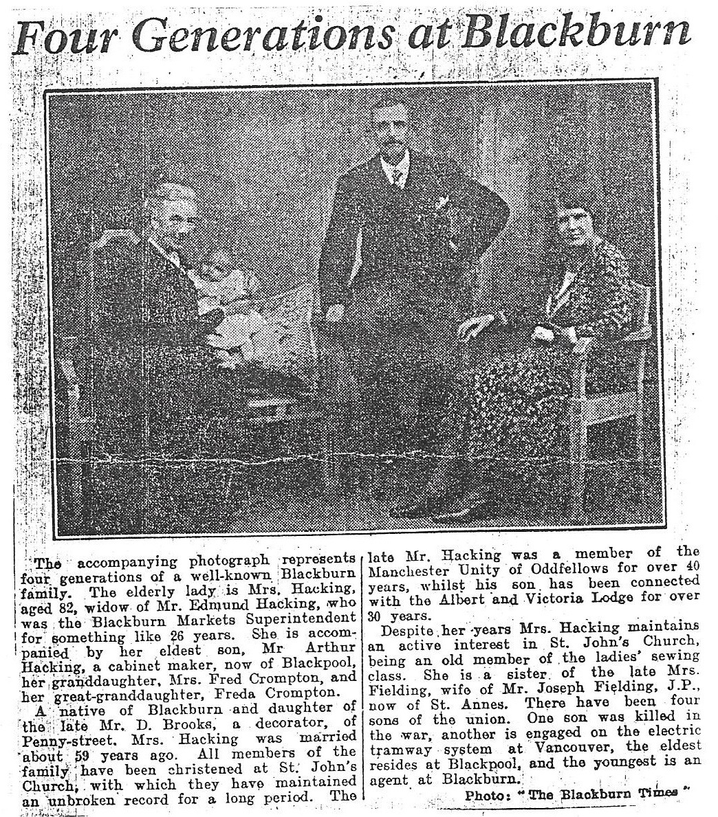 four generations at blackburn - Arthur Hacking 1933.jpg